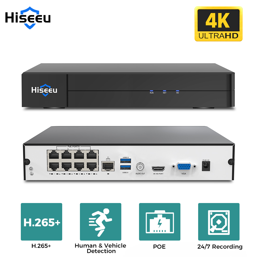 Home Security With Cameras - Hiseeu 8CH 4K PoE NVR Network
