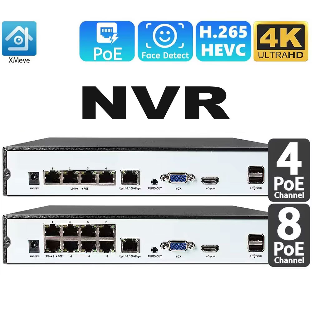 Home Security With Cameras - 4CH 8CH 48v POE 4K NVR