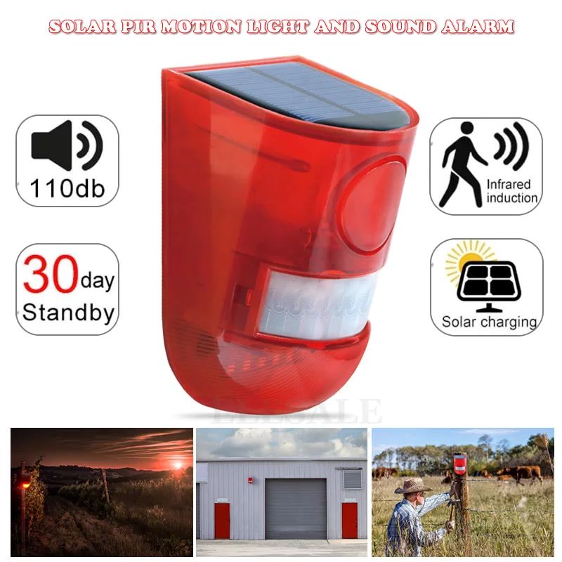 Home Security Lights - Waterproof Solar Powered Alarm Light Infrared