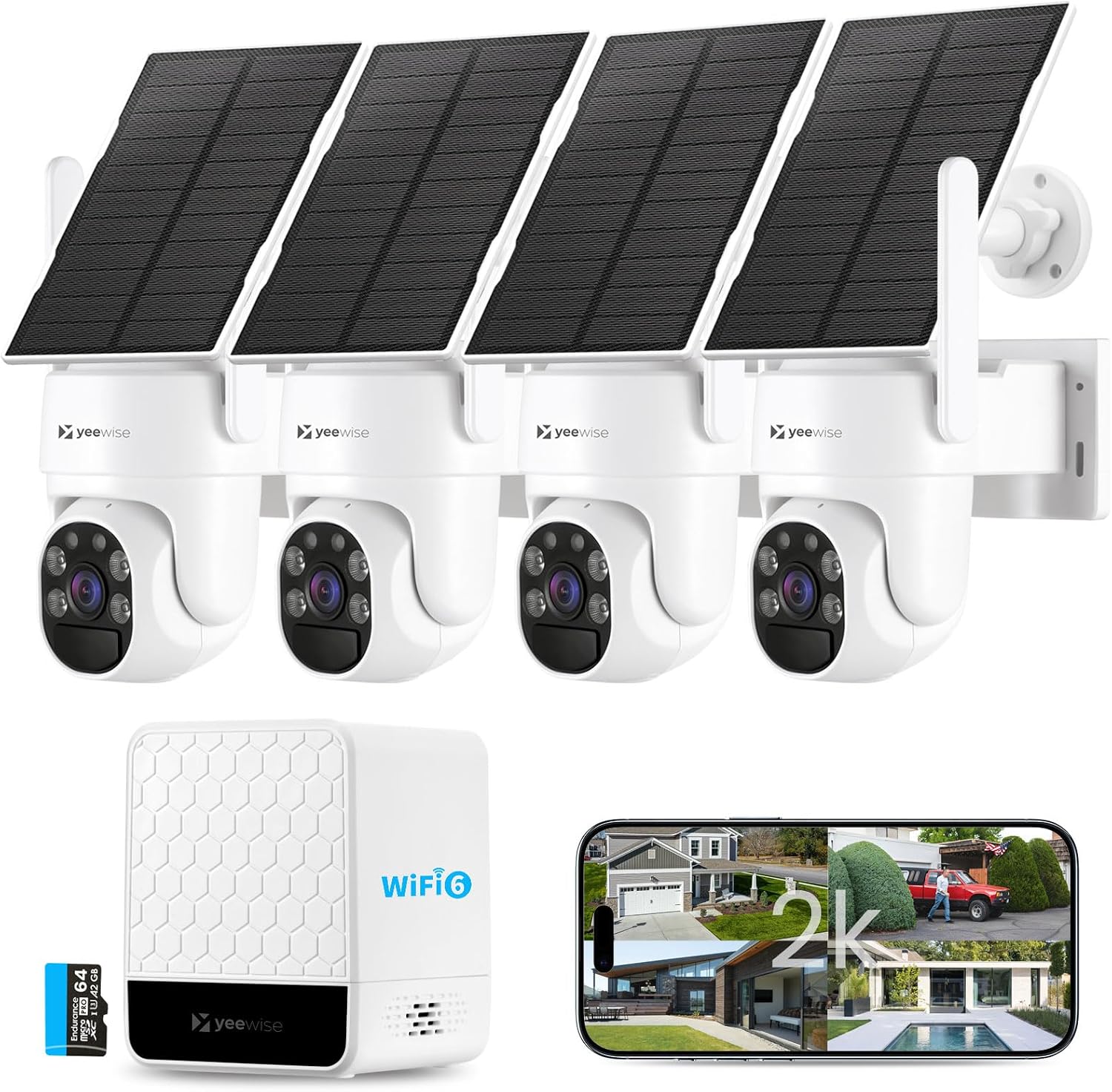 Home Security No Subscription - Wireless Outdoor Solar Security Camera System,