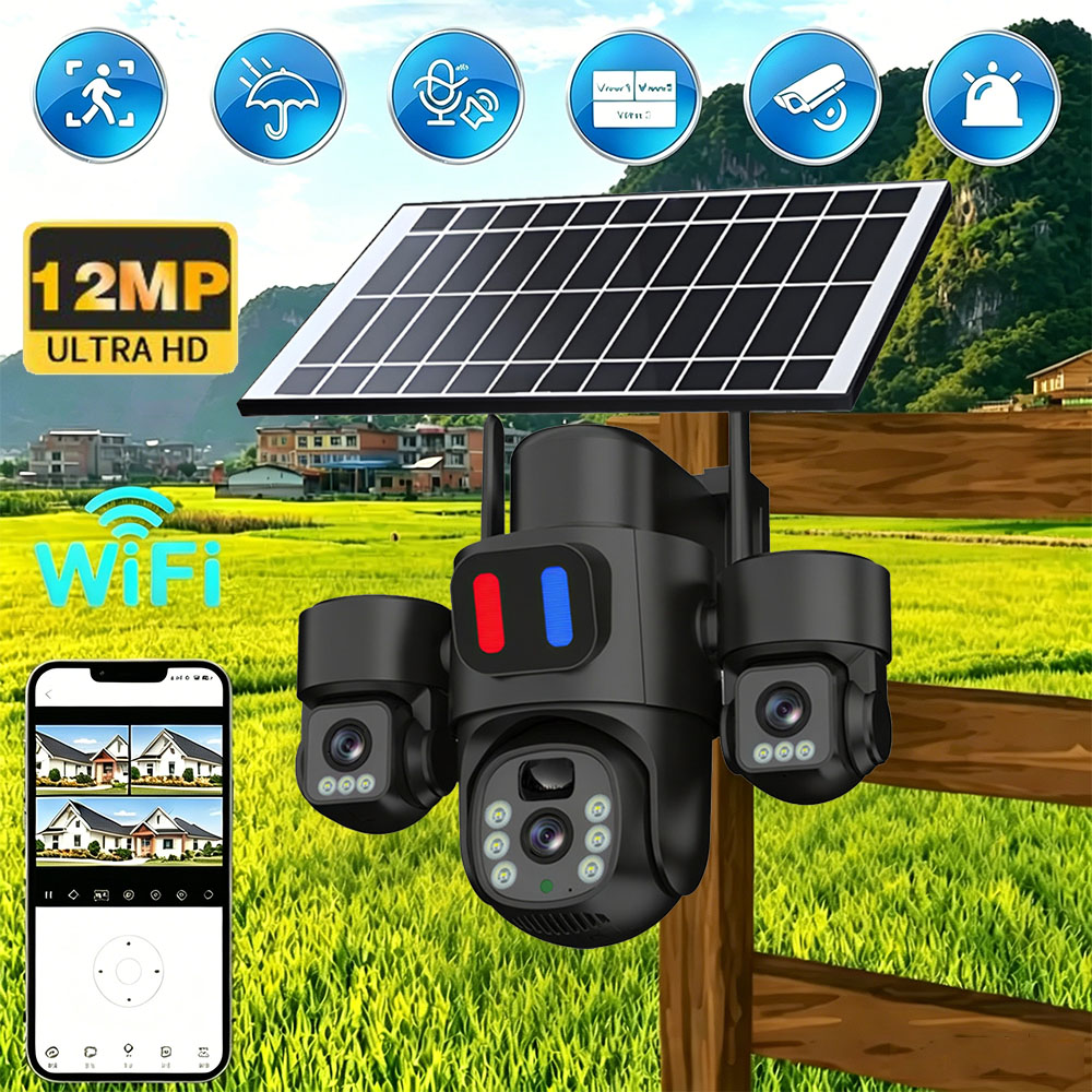 Home Security Diy - Solar WiFi PTZ Camera Outdoor Triple