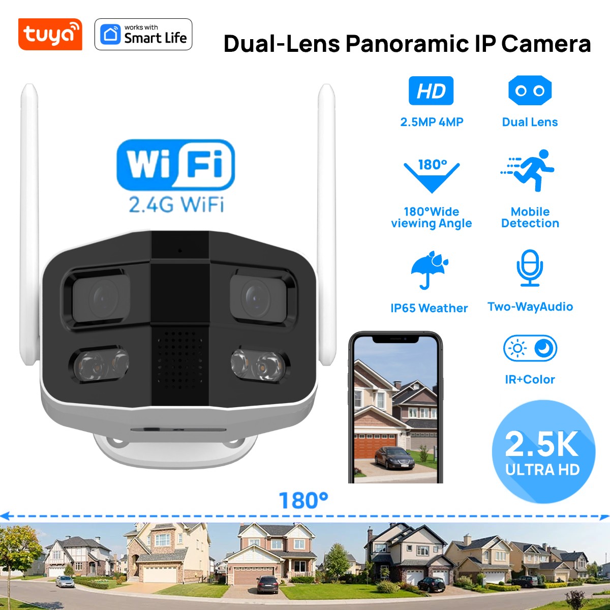Tuya Smart 4MP 2.5K Dual-Lens  - огляд і ціна Home Security Camera Xiaomi