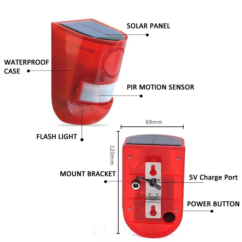 Waterproof Solar Powered Alarm - огляд і ціна Home Security Lights