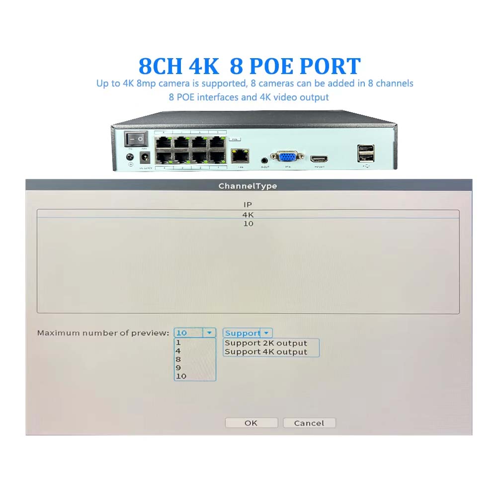 4K 10CH NVR 4/8Port POE For 8M - огляд і ціна Home Security With Cameras